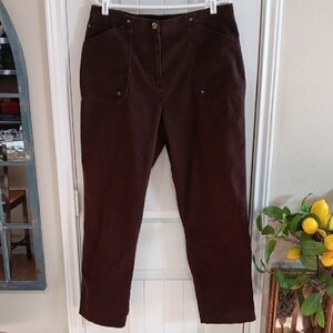 Lauren Ralph Lauren Chocolate Ankle Pants Beltless Micro Grommet